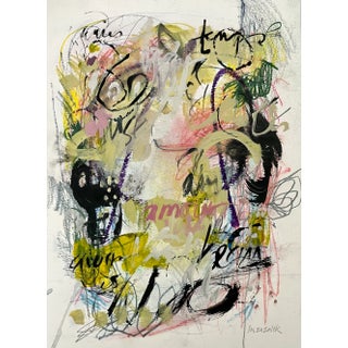 "Love Wins" Mixed-Media Abstract Expressionistic Painting on Paper For Sale