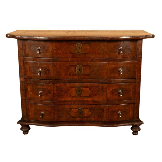 Baroque Antique Austrian Baroque Inlaid Walnut Burl Chest Drawers Dresser Commode 1760 For Sale - Image 3 of 14