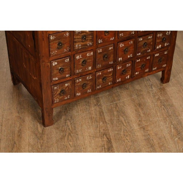 Brown Antique Chinese Elm Wood Apothecary Cabinet With Multiple Drawers For Sale - Image 8 of 18