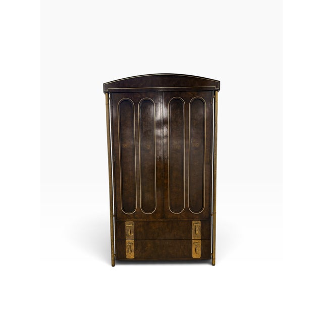 Wood William Doezema for Mastercraft Burl Wood & Brass Armoire, 1970s For Sale - Image 7 of 14