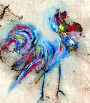 Blue Rooster #1 Fine Art Print Medium