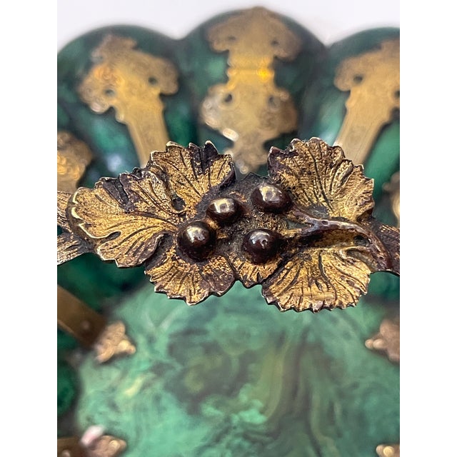 Green Papier Mache Basket, Faux Malachite & Brass by Alsager & Neville , c.1870 For Sale - Image 8 of 12