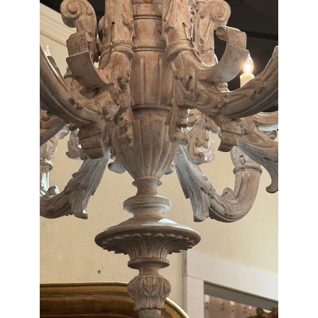19th Century French Carved Whitewashed Chandelier For Sale In Dallas - Image 6 of 6