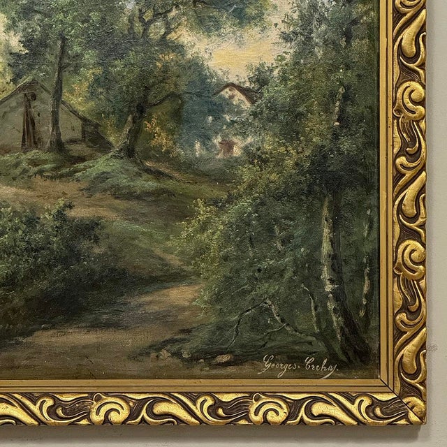Antique Framed Oil Painting on Canvas by Georges Crehay (1849-1933) For Sale - Image 9 of 16