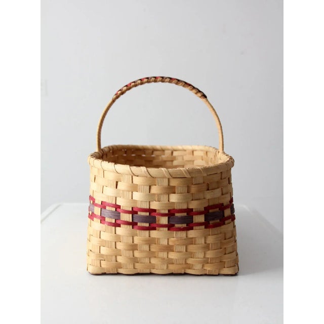Vintage Splint Weave Basket For Sale - Image 4 of 13