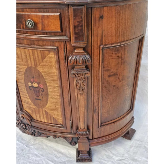 Brown Antique 1920s Rockford Carved Walnut Sideboard Buffet / Console in Spanish Revival Design For Sale - Image 8 of 15