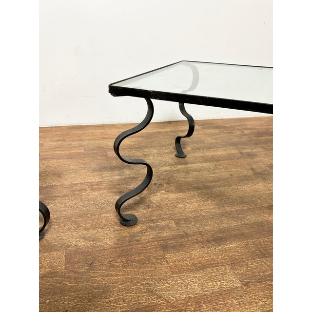 1950s C. 1950s Iron and Glass "Ondulation" Side Tables For Sale - Image 5 of 10