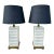Late 20th Century Modern Fluted Crackle Glaze and Solid Brass Table Lamps - a Pair For Sale