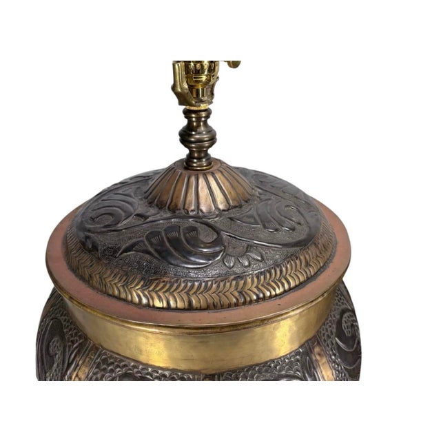 Metal 1980s Embossed Brass Globe Form Table Lamps Set John Richard - a Pair For Sale - Image 7 of 7
