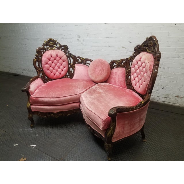 1960s Vintage Victorian Pink Velvet Loveseat Chairish