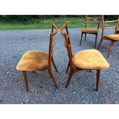 Mid-Century Modern Set of 6 Italian Inspired Polish Dining Chairs, Mid-20th Century, 1960 For Sale - Image 3 of 13