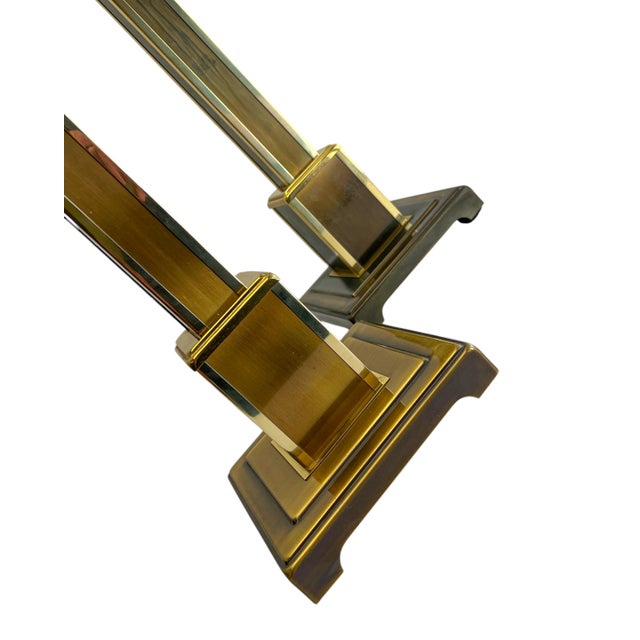 Brown Architectural Brass Geometric Table Lamps from Kullmann, 1970s, Set of 2 For Sale - Image 8 of 11