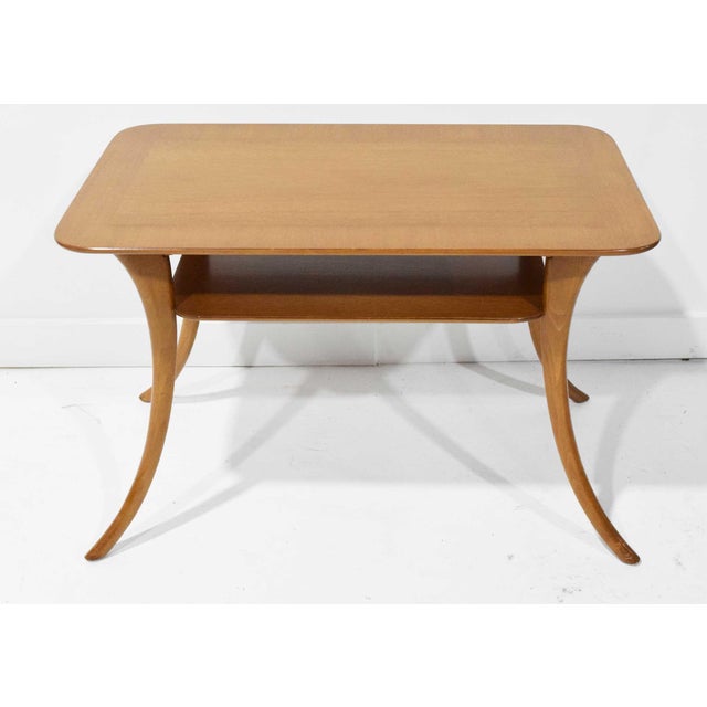 Mid-Century Modern walnut klismos leg coffee table or cocktail table designed by T.H. Robsjohn-Gibbings for Widdicomb...