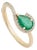 Modernist Pear Shape Emerald & Diamond Halo Ring in 14k Yellow Gold Size 7 For Sale