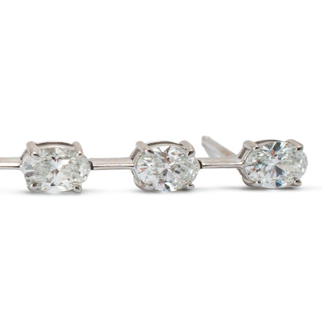 Ladies 18k White Gold 3.50ctw Oval Cut Diamonds Drop Dangle Earrings ...