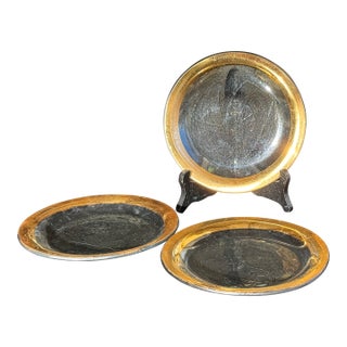 Vintage Annieglass Roman Antique Appetizer Plates – 24k Gold Rim – Signed 1980s (Set of 4) For Sale