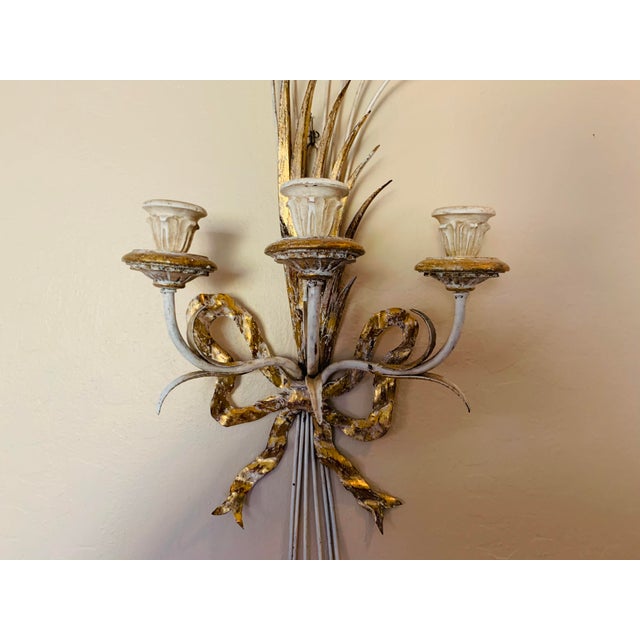 Vintage 1960s Italian Tole Wheat Sheaves W Florentine Gold Wood Candle Holders Wall Sconce Chairish