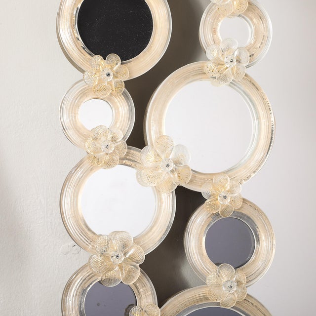 Modernist Hand-Blown Murano Glass Mirror W/ Gold Fleck Applique Border Detailing For Sale - Image 11 of 18