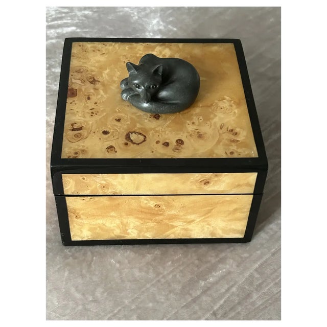 Yellow Ooak, Rare, Carved Fox, Birds Eye Box For Sale - Image 8 of 10