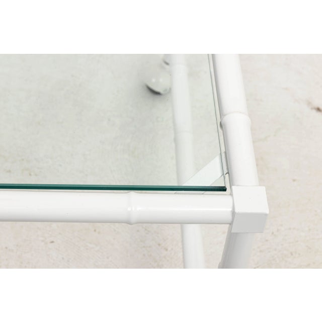 Hollywood Regency 1970s Hollywood Regency Faux Bamboo Side Table on Casters For Sale - Image 3 of 6