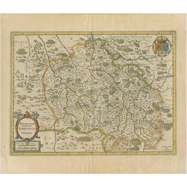Antique Map of the Region of Bourbonnais by Janssonius, 1640 For Sale - Image 5 of 5
