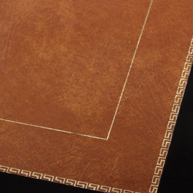 Wood French Directoire Style Ebonized Mahogany Leather Top Writing Table, C. 1945 For Sale - Image 7 of 8