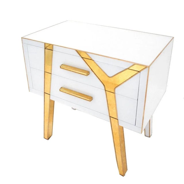 Mid-Century Modern Italian Solid Wood and Glass Bedside Tables from LA Studio, Set of 2 For Sale - Image 3 of 8