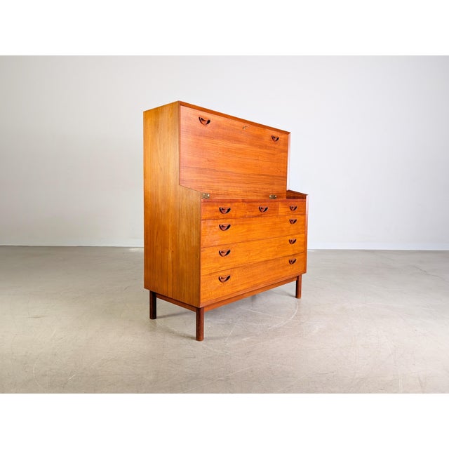 Brown Secretaire in Teak by Peter Hvidt & Orla Mølgaard-Nielsen for Søborg Møbelfabrik For Sale - Image 8 of 12
