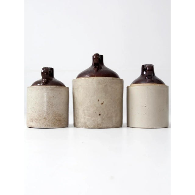 Late 19th Century Antique Stoneware Crock Jugs - Set of 3 For Sale - Image 5 of 7