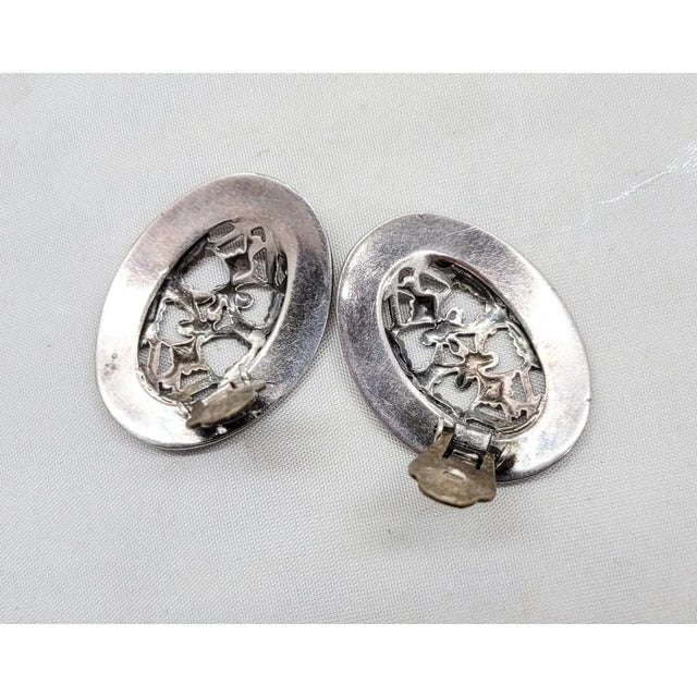 Metal Vintage 1950s Signed Napier Silvertone Oval Filigree Clip Earrings- 2 Pieces For Sale - Image 7 of 10