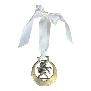 Vintage English Horse Brass Ornament For Sale