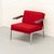 Armchair designed by Martin Visser in the 1960s, featuring a clean chromed metal frame, black armrests and red fabric...