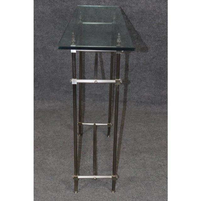 French Finest Quality French Directoire Steel and Glass Shallow Depth Console Table For Sale - Image 3 of 9
