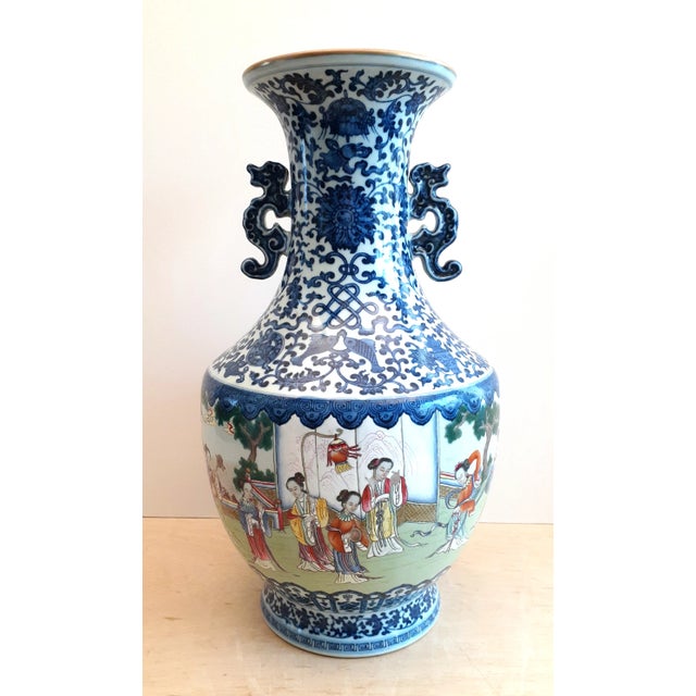 Chinese Early 20th Century Chinese Porcelain Garden Story Vase For Sale - Image 3 of 13