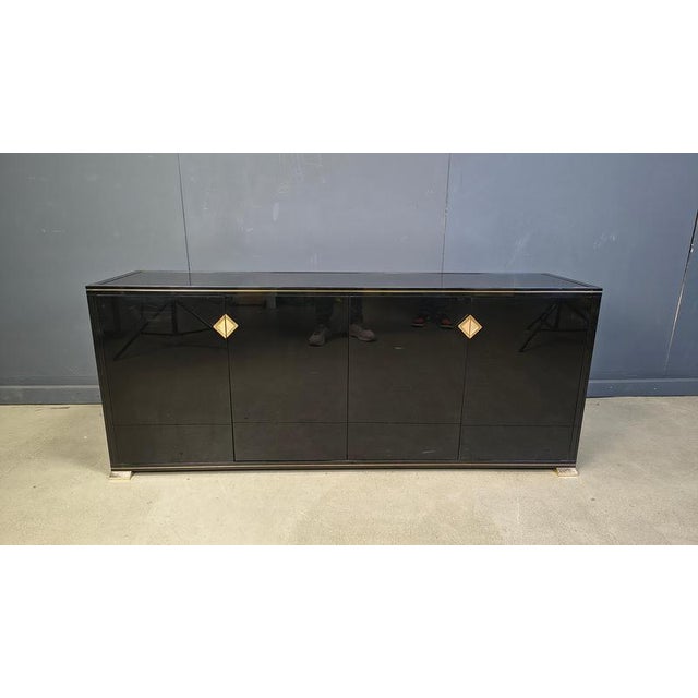 Brass and Lacquer Sideboard from Pierre Vandel, 1970s For Sale - Image 12 of 14