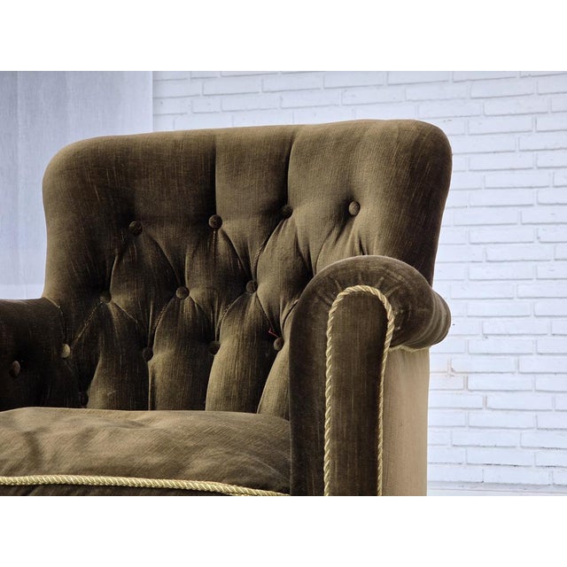 1950s Scandinavian Armchair in Green Velour and Ash For Sale - Image 5 of 18