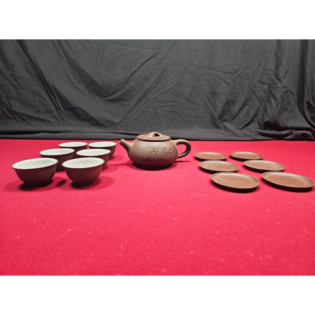 1980s Yixing Clay Tea Pot With Custom Box - Set of 13 For Sale - Image 4 of 9