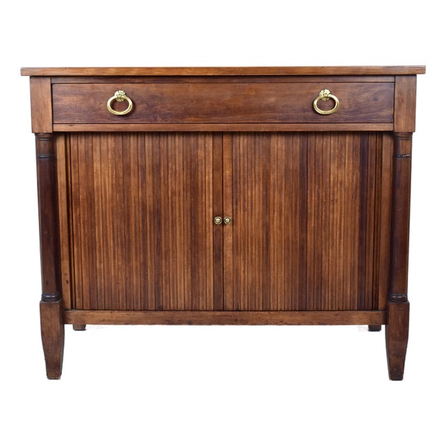 Tambour Door French Empire Style Cherry Server Cabinet Console Table by Kindel For Sale