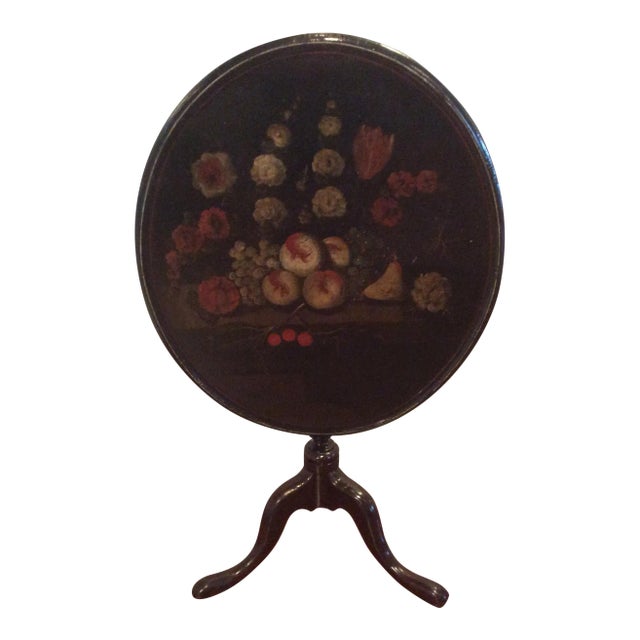 18th Century Dutch Tilt Top Table With Still Life For Sale