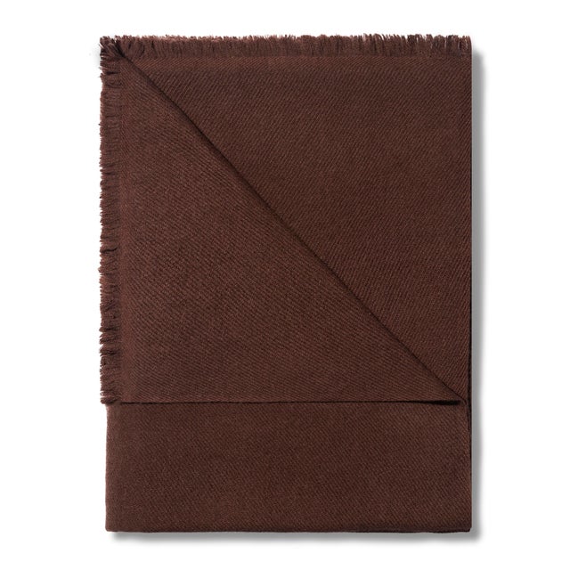 AERIN Noe Cashmere-Wool Throw, Chocolate For Sale In New York - Image 6 of 6