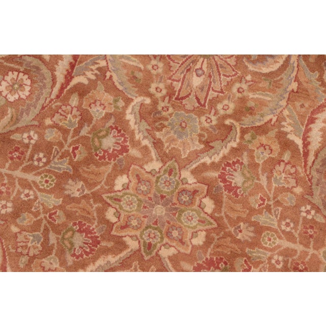 Shabby Chic Floral 1990's Brown/Beige Wool Rug - 4'7'' X 6'11'' For Sale - Image 4 of 9