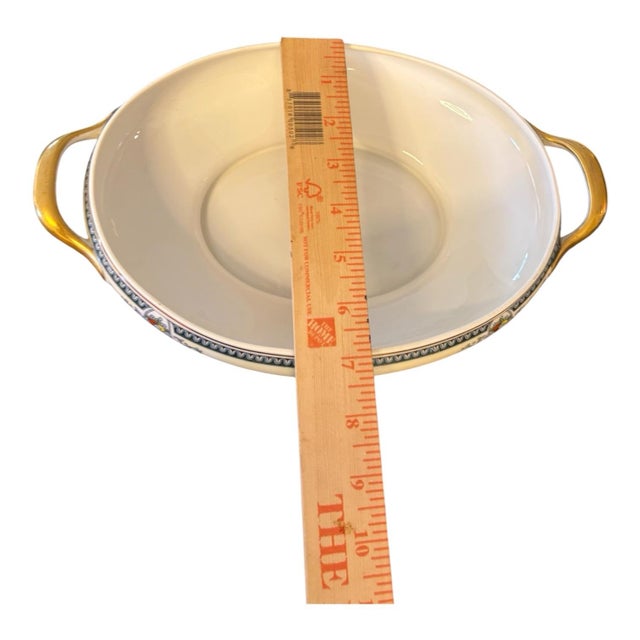 1930s Meito China Hand-Painted Covered Casserole & Underplate, 3 Pieces For Sale - Image 9 of 12