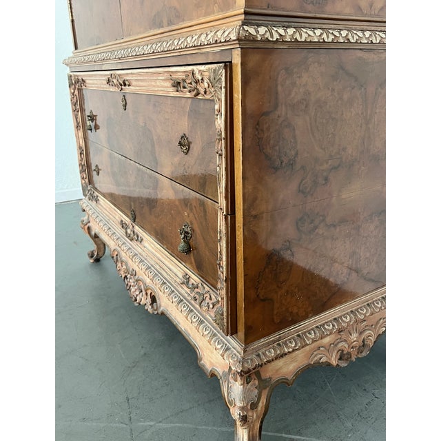 Brown Antique French Rococo Revival Tallboy Chest For Sale - Image 8 of 8