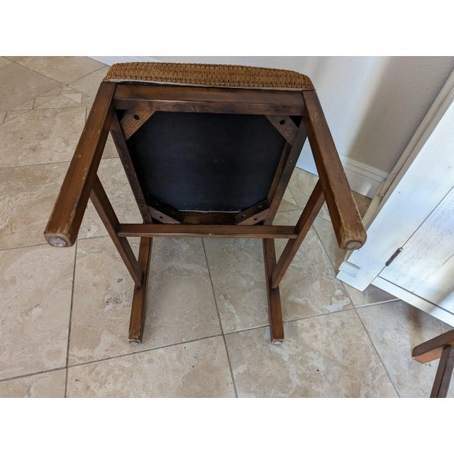 Wood 4 Mid-Century Lane Side Chairs With Multi Color Chenille For Sale - Image 7 of 11