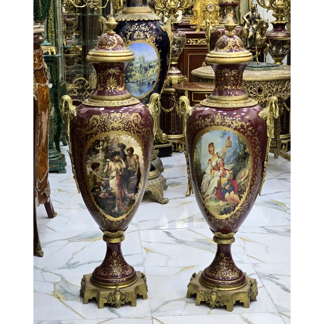 Pair of Porcelain Vases France French Style For Sale - Image 10 of 12