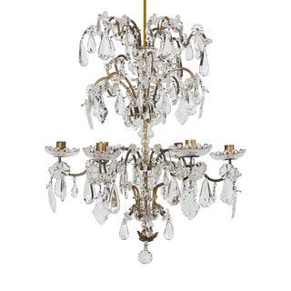 Brass and Crystal Candle Chandelier, 19th Century For Sale