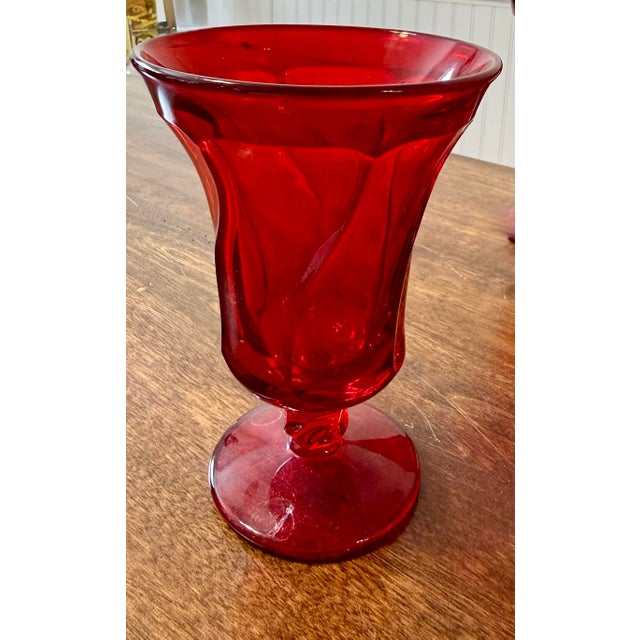 Glass Mid 20th Century Fostoria Jamestown Ruby Red Ice Tea Glasses - Set of 6 For Sale - Image 7 of 12