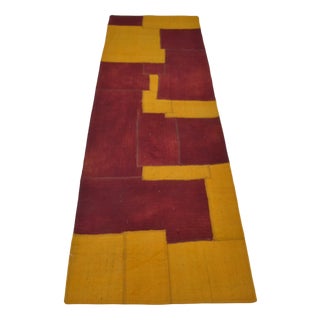 Handmade Hemp Runner Rug, 1960s For Sale