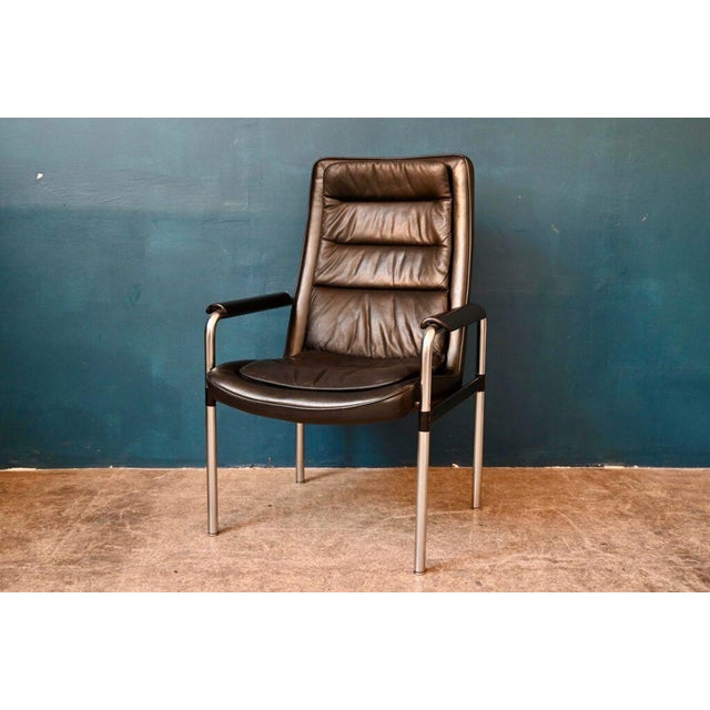 Leather Armchairs by Jorgen Kastholm for Kusch & Co, 1970s, Set of 4 For Sale - Image 10 of 18