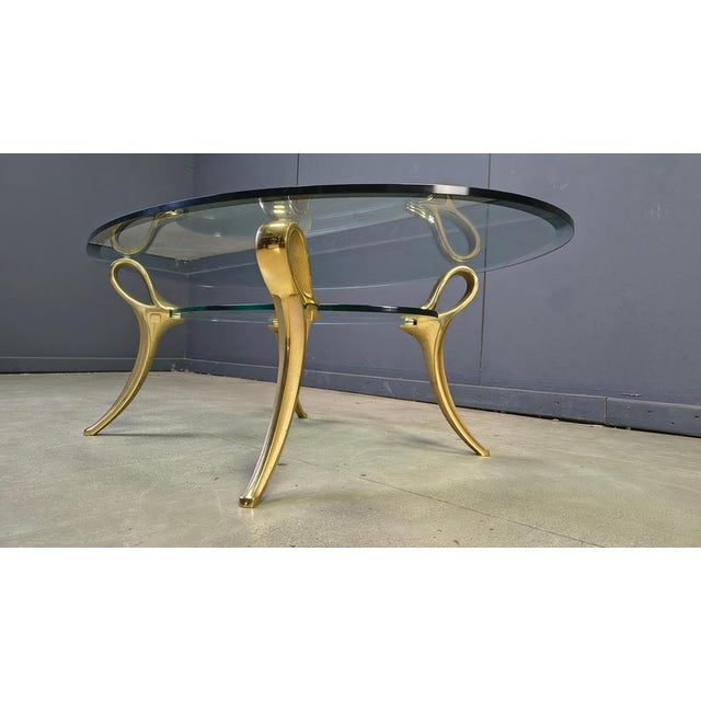 Brass and Glass Coffee Table, 1970s For Sale - Image 3 of 13